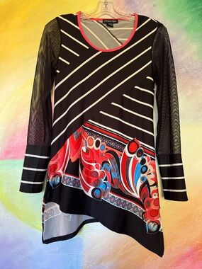Michael Tyler women's long-sleeve tunic. Mixed media long-sleeve tunic top Sz XS